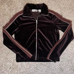 Vintage Juniors Y2K Chocolate Brown Velour Energie Track Jacket